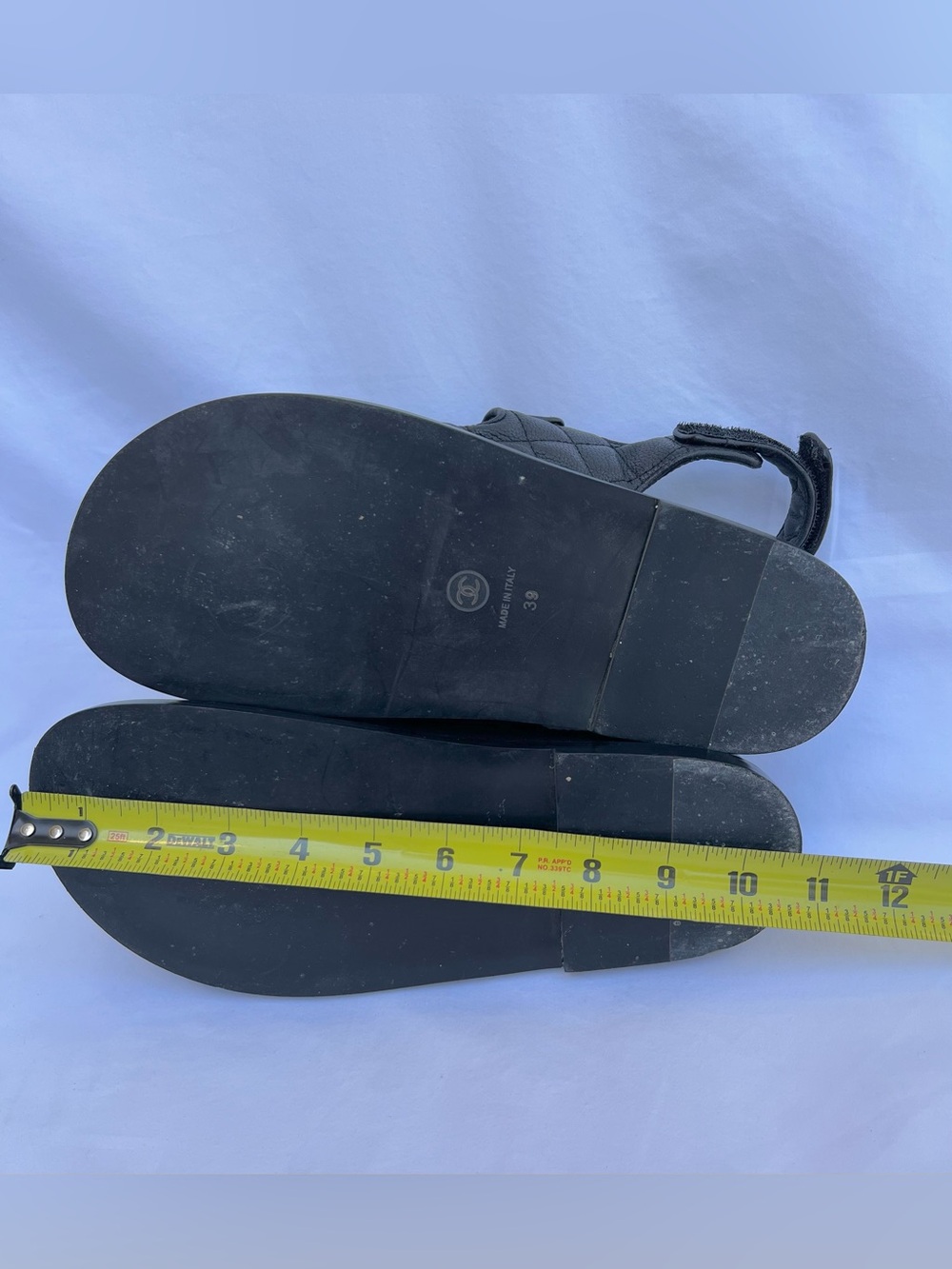 CHANEL Women's Black Leather Quilted Dad CC Slide Birkenstock Sandals Size 38 - Picture 12 of 12
